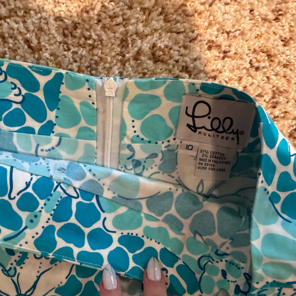 Lilly Pulitzer Turquoise and White Skirt